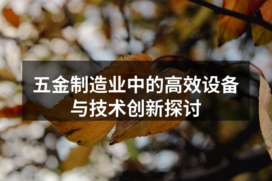 五金制造业中的高效设备与技术创新探讨